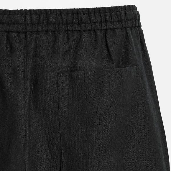ZARA 100% Linen Pants Mens Black Size Large Relaxed Fit NWT - Picture 7 of 7